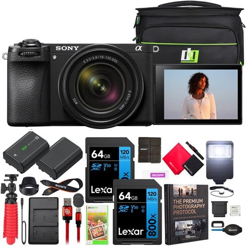 Sony a6700 Alpha APS-C Mirrorless 26MP 4K Interchangeable Lens Camera Body ILCE-6700 | Official Sony USA Partner Model | Bundle w/Camera Bag + 128GB Card + Flash + Battery + Charger + Photography Pro in Saudi Arabia