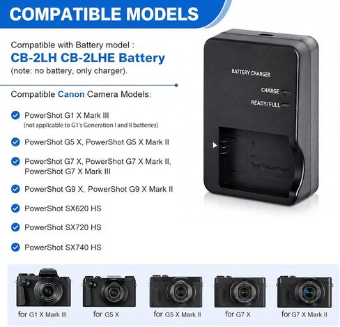 CB-2LH NB-13L Battery Charger Compatible with Canon G7X Mark II III G5X G9X | for SX740 SX730 SX720 SX620 HS Digital Camera Power Supply Replacement CB-2LHT Charger in Kuwait