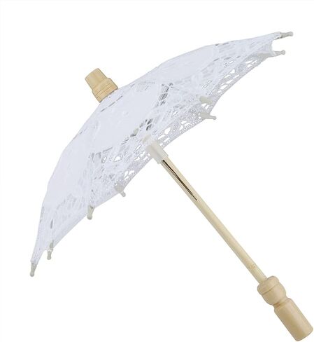 Yinhing Bridal Lace Umbrella Wedding Parasol Cotton Embroidery Beige 26x29cm Elegant White Wedding Accessory for Brides in Kuwait
