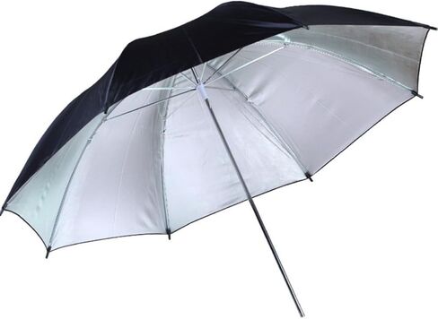 Holibanna 85cm Photography Photo Umbrella with Black Nylon Exterior and Silver Reflective Interior, Aluminum Shaft for Even Light Spread and Increased Highlights, for Flash and Strobe Light in Kuwait