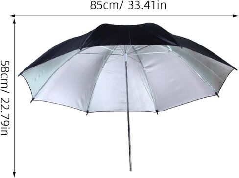 Holibanna 85cm Photography Photo Umbrella with Black Nylon Exterior and Silver Reflective Interior, Aluminum Shaft for Even Light Spread and Increased Highlights, for Flash and Strobe Light in Kuwait