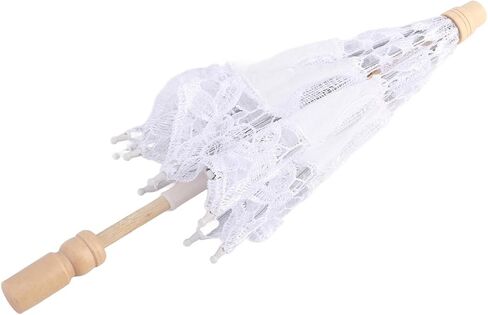 AYNEFY Lace Umbrella Umbrellas Photography Party Decor with Wooden Stand Delicate Graceful Canopy Elegant Stylish Design Lace Umbrella Mini Bridal Parasol for Wedding Household in Kuwait