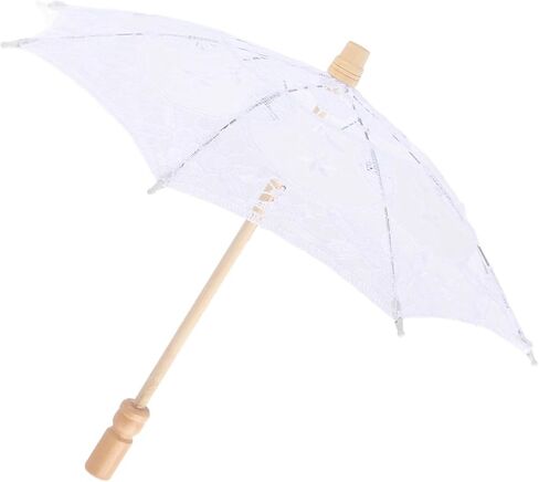 AYNEFY Lace Umbrella Umbrellas Photography Party Decor with Wooden Stand Delicate Graceful Canopy Elegant Stylish Design Lace Umbrella Mini Bridal Parasol for Wedding Household in Kuwait