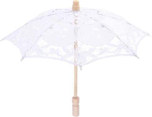 AYNEFY Lace Umbrella Umbrellas Photography Party Decor with Wooden Stand Delicate Graceful Canopy Elegant Stylish Design Lace Umbrella Mini Bridal Parasol for Wedding Household in Kuwait