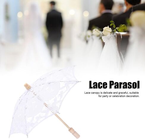 AYNEFY Lace Umbrella Umbrellas Photography Party Decor with Wooden Stand Delicate Graceful Canopy Elegant Stylish Design Lace Umbrella Mini Bridal Parasol for Wedding Household in Kuwait