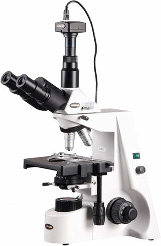 AmScope T690C-8M Digital Trinocular Compound Microscope, 40X-2500X Magnification, WH10x and WH25x Super-Widefield Eyepieces, Infinity Objectives, Brightfield, Kohler Condenser, Double-Layer Mechanical Stage, Includes 8MP Camera with Reduction Lens and Sof in Kuwait