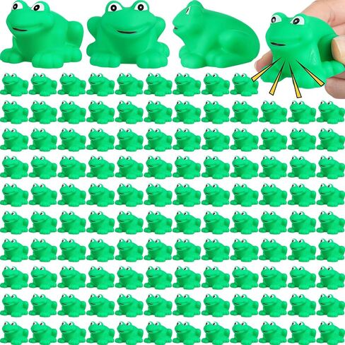 Wettarn 120 Pcs Rubber Frogs Squeak and Floating Plastic Bath Toy Frogs Baby Shower Toys for Girls Boys Decoration (Dark Green, Emerald Green) in Saudi Arabia