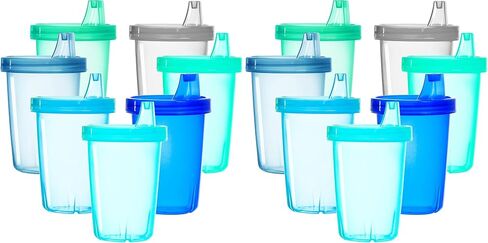 Youngever 7 Pack Kids Sippy Cups, 7 Coastal Colors, 10 oz Plastic Sippy Cups for Infant, Toddler, Kids in Kuwait