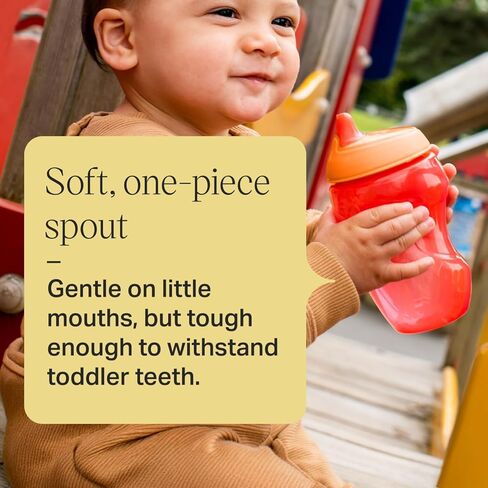 Tommee Tippee Toddler Sippee Cup, Spout, 9m+, Non-Spill, 10oz | Pack of 3, Bite-Resistant Spout, Easy to Hold, Leak-Proof, Red, Purple & Green, BPA Free in Kuwait