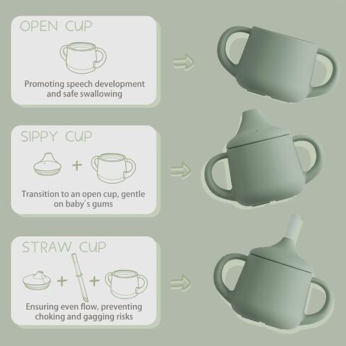 Moonkie Silicone Baby Sippy Cups | 3 Stages Training Cup Straw Cup for Infants Toddlers and Kid | 4 oz 1Pack in Kuwait