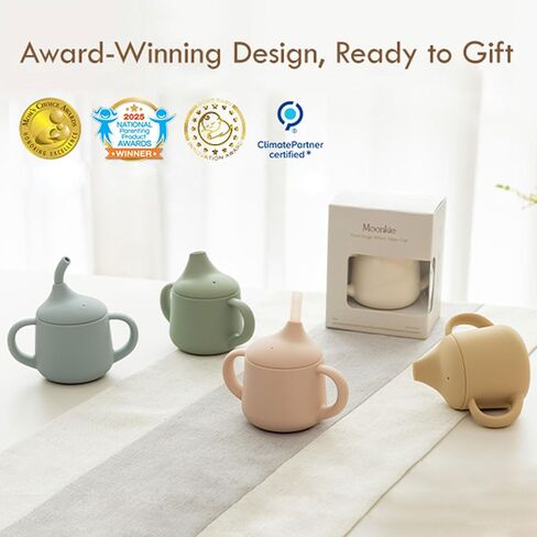 Moonkie Silicone Baby Sippy Cups | 3 Stages Training Cup Straw Cup for Infants Toddlers and Kid | 4 oz 1Pack in Kuwait