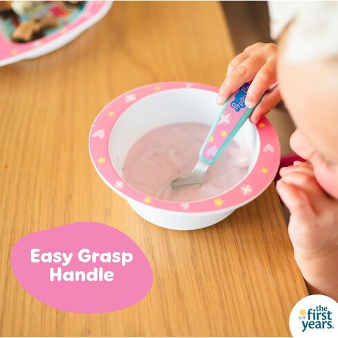 The First Years Peppa Pig Toddler Dinnerware Set - Includes Plate, Divided Bowl, and Utensils - Dishwasher Safe Toddler Feeding Supplies Made Without BPA - 4 Count in Kuwait