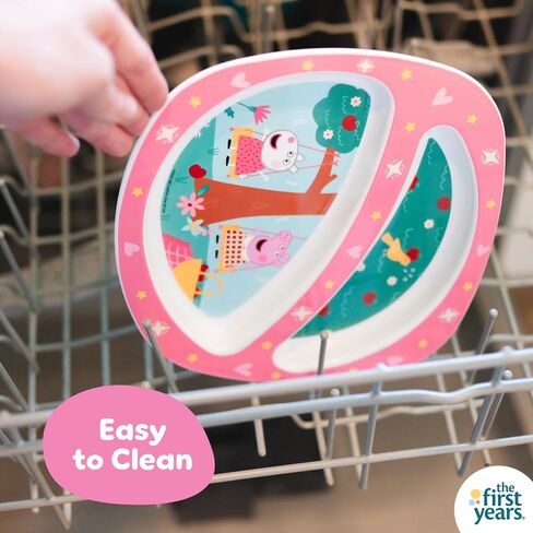 The First Years Peppa Pig Toddler Dinnerware Set - Includes Plate, Divided Bowl, and Utensils - Dishwasher Safe Toddler Feeding Supplies Made Without BPA - 4 Count in Kuwait