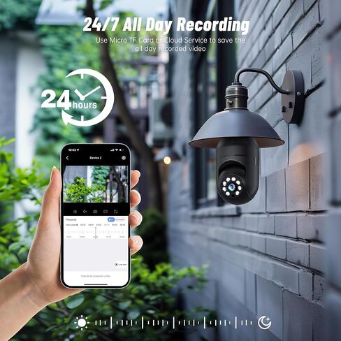 Light Bulb Security Camera 5G/2.4GHz WiFi 2K Lightbulb Security Cameras Wireless Outdoor, 360 Screw in Sight Bulb Motion Detection Siren Alarm Light Socket Camera 2-Way Audio Color Night Vision in Kuwait