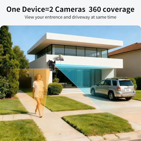 Security Cameras Outdoor Wireless WiFi,5G/2.4G Cameras for Home Security Solar Power with Dual Lens,Motion Detection,Night Vision,2-Way Audio,Weather Proof, in Kuwait