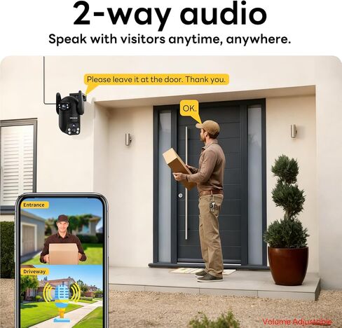 Security Cameras Outdoor Wireless WiFi,5G/2.4G Cameras for Home Security Solar Power with Dual Lens,Motion Detection,Night Vision,2-Way Audio,Weather Proof, in Kuwait
