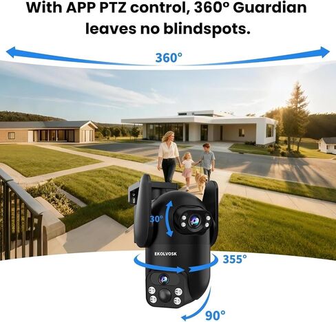 Security Cameras Outdoor Wireless WiFi,5G/2.4G Cameras for Home Security Solar Power with Dual Lens,Motion Detection,Night Vision,2-Way Audio,Weather Proof, in Kuwait