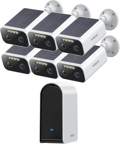 ANSQUE Security Cameras Wireless Outdoor Home System, No Subscription Fee, Solar Powered & 365-Day Battery, PIR + AI Human Detection, 2K Color Night Vision, Local Storage, 4-Cam-Kit in Kuwait