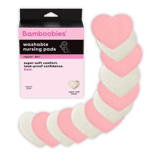 Bamboobies Soft Reusable Nursing Pads for Breastfeeding, Regular, 12 Count | Ultra soft velour pads absorb leaks and stay gentle on sore skin. Machine washable and reusable, so nothing is wasted. in Saudi Arabia