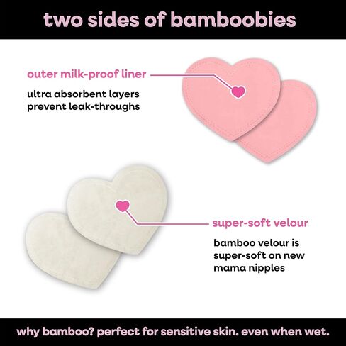 Bamboobies Soft Reusable Nursing Pads for Breastfeeding, Regular, 12 Count | Ultra soft velour pads absorb leaks and stay gentle on sore skin. Machine washable and reusable, so nothing is wasted. in Saudi Arabia