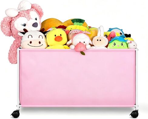 MISSLO Large Toy Box with Wheels Big Toy Chest for Kids Organizer Toy Storage Bin, 124L, Black in Kuwait