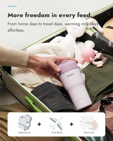 Papablic Portable Bottle Warmer, 4 Temp Settings, Baby Milk Warmer, Purple | 85W Fast Heating | Rechargeable | Wide Mouth & Easy Cleaning | Adjustable Temperature Control | Fits Car Cup Holder in Saudi Arabia