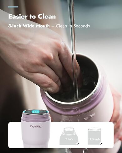 Papablic Portable Bottle Warmer, 4 Temp Settings, Baby Milk Warmer, Purple | 85W Fast Heating | Rechargeable | Wide Mouth & Easy Cleaning | Adjustable Temperature Control | Fits Car Cup Holder in Saudi Arabia