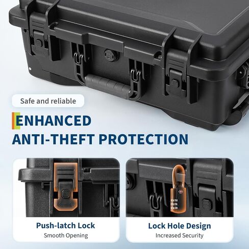 Protective Case,Heavy Duty Protective Dry Box Case with Padded Dividers and Wheels,Waterproof Travel Camera Case Dustproof and Impact Resistant,22" x 14" x 9",for Travel, Hunt in Kuwait