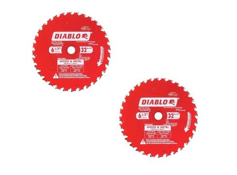 Diablo 6.5 in 32t Carbide Wood and Metal Saw Blade (2 Pack) | 6.5 Diameter, 32t Tico Carbide C-Atb Teeth, 5/8 Arbor, Tri-Metal Brazing, Perma-Shield, Multi-Purpose in Kuwait