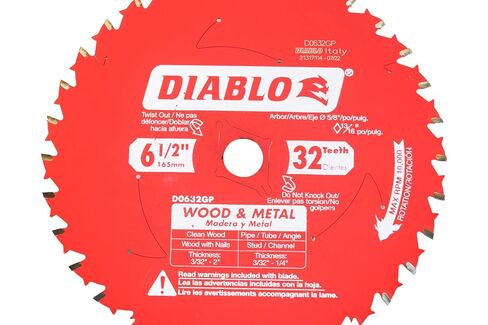 Diablo 6.5 in 32t Carbide Wood and Metal Saw Blade (2 Pack) | 6.5 Diameter, 32t Tico Carbide C-Atb Teeth, 5/8 Arbor, Tri-Metal Brazing, Perma-Shield, Multi-Purpose in Kuwait