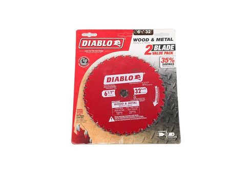 Diablo 6.5 in 32t Carbide Wood and Metal Saw Blade (2 Pack) | 6.5 Diameter, 32t Tico Carbide C-Atb Teeth, 5/8 Arbor, Tri-Metal Brazing, Perma-Shield, Multi-Purpose in Kuwait