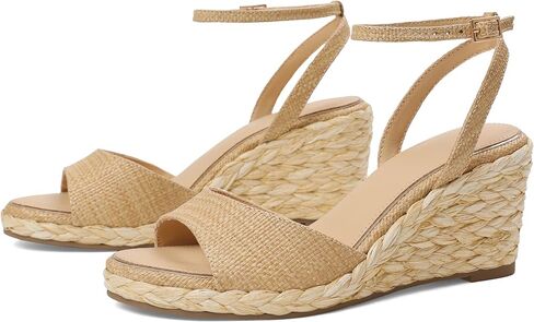 Marc Ford Wedge Sandals For Women Summer Raffia Espadrille Platform Ankle Strap Wedges Comfortable Sandals Stylish Open Toe Beach Casual Raffia Wedges Heels 3" in Kuwait