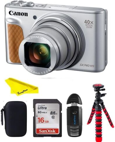 Canon PowerShot SX740 Digital Camera w/40x Optical Zoom & 3 Inch Tilt LCD - 4K Video, Wi-Fi, NFC, Bluetooth Enabled (Silver) (Refurbished) in Saudi Arabia