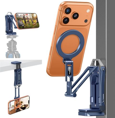OMOTON TP02-Ultra 2 in 1 Magnetic Phone Tripod for DJI/GoPro iPhone, Black | Arca-type Adapter with 1/4" Screw for Action Camera, for iPhone 12-17 Series, Mount for Gym Kitchen Travel in Kuwait