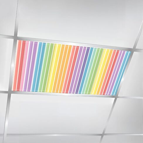 4 Pack Fluorescent Light Covers for Ceiling Lights Rainbow Fantasy Holographic Pastel Colors Cute Cartoon Girly Bright Decorative Magnetic Light Cover Light Filters for Classroom Office Home in Kuwait