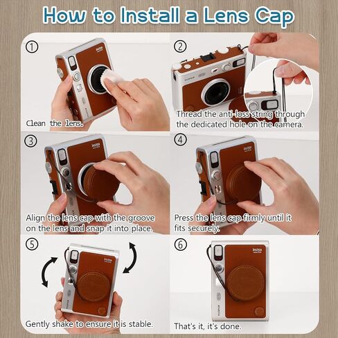 Lens Cap Fit for Fujifilm Mini EVO Instant Camera, Anti-Scratch Aluminum Lens Cover with Flocking Internal (Brown) in Kuwait
