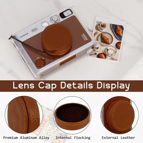 Lens Cap Fit for Fujifilm Mini EVO Instant Camera, Anti-Scratch Aluminum Lens Cover with Flocking Internal (Brown) in Kuwait
