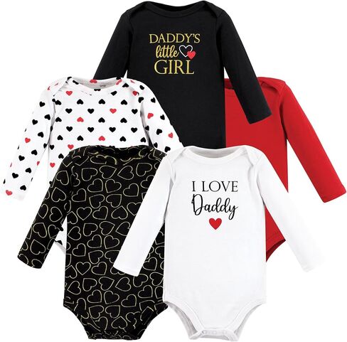 Hudson Baby baby-girls Cotton Long-sleeve Bodysuits 5-pack in Kuwait