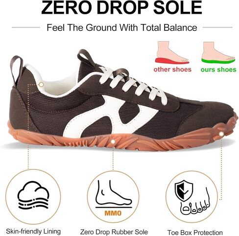 Barefoot Shoes Women Men Wide Toe Box, Zero Drop Grounded Non-Slip Sneakers for Trail Running Hiking Walking Biking Tennis, Lightweight Breathable Comfortable Casual Minimalist Fashion Footwear Unisex | Non-Slip Hiking Trail Running Tennis Travel Workout  in Kuwait