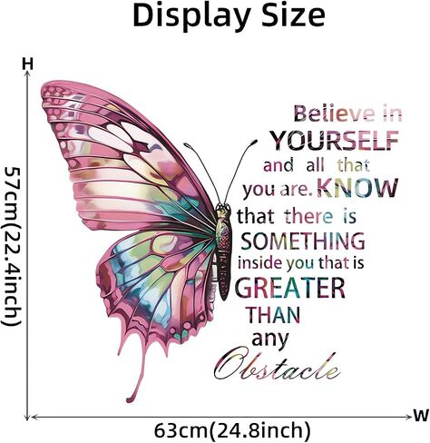 Colorful Butterfly Wall Stickers Inspirational Quotes Wall Decals | Motivational Removable Vinyl Peel and Stick for Boys Girls Living Room Bedroom Nursery Kids Room Art Home Decor in Kuwait