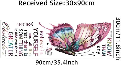 Colorful Butterfly Wall Stickers Inspirational Quotes Wall Decals | Motivational Removable Vinyl Peel and Stick for Boys Girls Living Room Bedroom Nursery Kids Room Art Home Decor in Kuwait