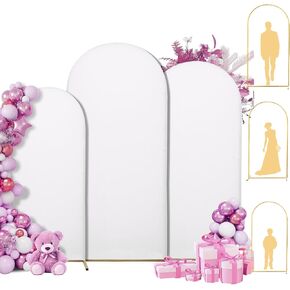 Metal Arch Backdrop Stand and Cover Set 3 Party Wedding Arch 7FT+6.6FT+6FT | for Birthday Party Wedding Ceremony Bridal Baby Shower Event Decoration - Arch Backdrop Stand with Cover Set (7FT+6.9FT+6FT) in Saudi Arabia