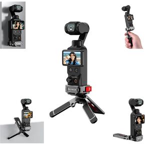 Pocket 4/3 Magnetic Mini Tripod Mount, Metal Cage Clamp Frame with Mantis Hook Stand, Cold Shoe＆ 1/4" Screw for DJI Osmo, 180° Adjustable Expansion Adapter Holder for Xtra Muse Accessories in Kuwait