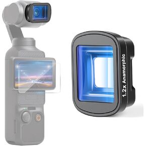 1.2X Anamorphic Lens Compatible with DJI Osmo Pocket 3 & Pocket 4 Only, 3 Elements 3 Groups Cinematic Optical Glass, Magnetic Lens Attachment for Widescreen Video & Film Look, Lightweight Gimbal Safe in Saudi Arabia