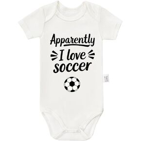Apparently I Love Soccer Bodysuit, Gender Neutral Baby Clothes, Infant Fashion Short Sleeve Outfit 0-24 Months in Saudi Arabia