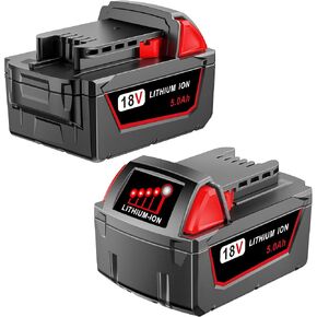 Upgraded 18V 5.0Ah Lithium Replacement for Milwaukee m18 XC Battery, Precision-Built for Peak Performance, Compatible with 48-11-1850 48-11-1852 Cordless Power Tools&Chargers(2Pack) in Saudi Arabia