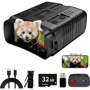 5K 96MP Night Vision Goggles | 4'' LCD Screen Night Vision Binoculars & 10X Zoom with Infrared, 4000mAh Rechargeable Battery, 64GB TF Card, Video and Sound Recording for Camping, Black in Kuwait