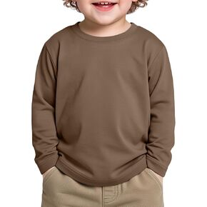 Toddler Cotton Long Sleeve Shirts | Baby Crew Neck T-shirts, for 18 Months-5T, Boy and Girl, Relaxed Fit, Kids Basic Clothes, Layer Tops, Daily Casual, School in Kuwait