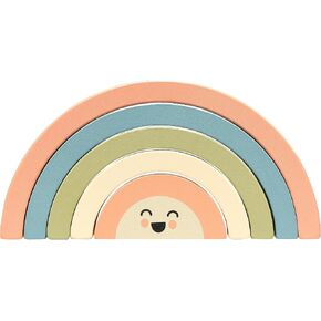 Pearhead Wooden Rainbow Stacking Ring Toy, Montessori Baby Stacker | Neutral Color Sorting Rings, Fine Motor Play, Hand-Eye Coordination, Nursery Decor, Baby or Toddler Gift, Ages 12M+ in Saudi Arabia