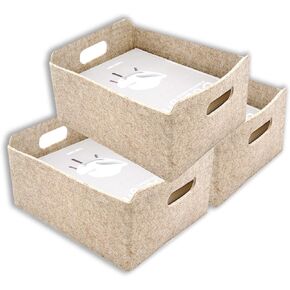 Storage Baskets Collapsible Felt Storage bin Foldable Shelf Drawers Organizers Bins organizie Box with Handles for Kids Toys pet Toy Books Clothes Makeup Junk organise (Gray x 3) in Saudi Arabia